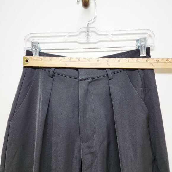 Black Wide-Leg High-Waisted Womens dress Pants Size Small With Pleats & Zip Clos - Picture 9 of 9